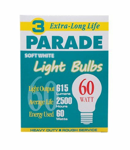 Parade Light Bulb 3 CT Soft White 60W