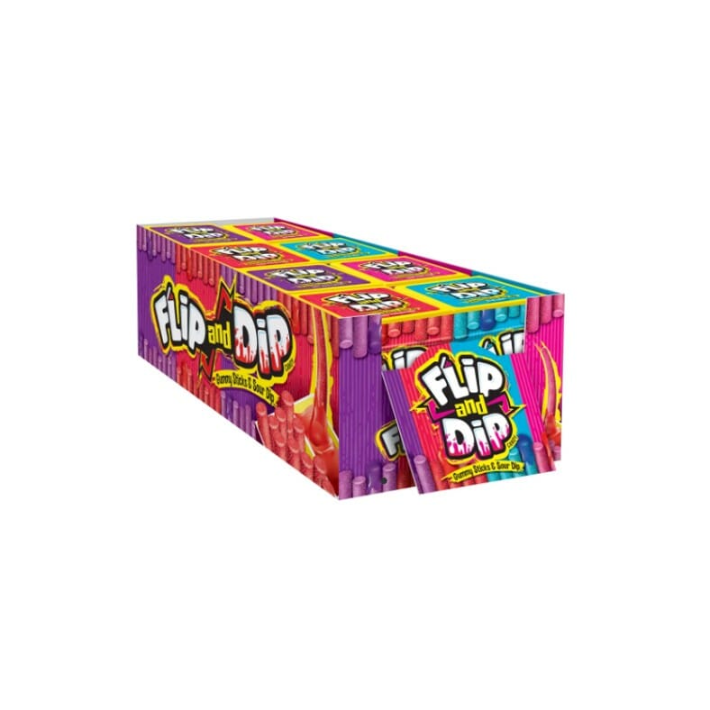Flip N Dip Gummy Sticks And Sour Dip 3.4 Oz 8CT