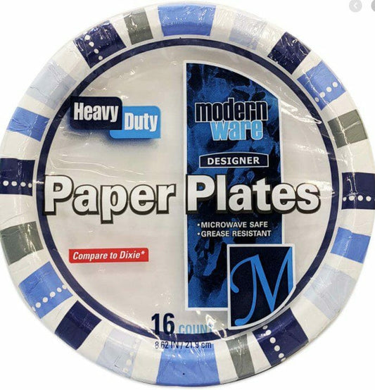 Modernware Heavy Duty Designer Paper Plate 8.75" 16 CT