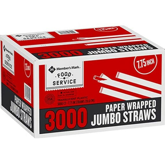 Food Service Jumbo Wrapped Straws 7.75" 3000 CT