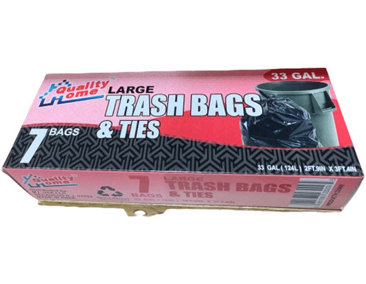 Quality Home Wastebasket Bags & Ties 8 Gallon 16CT