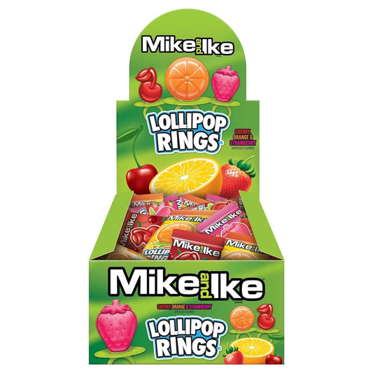 Mike & Ike Lollipop Cherry Orange & Straberry 0.42 Oz 24 Ct