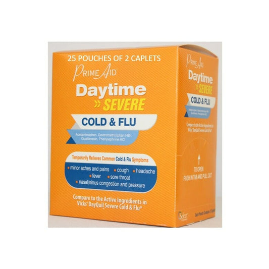Prime Aid Daytime Severe Cold & Flu 2 Caplets 25 CT