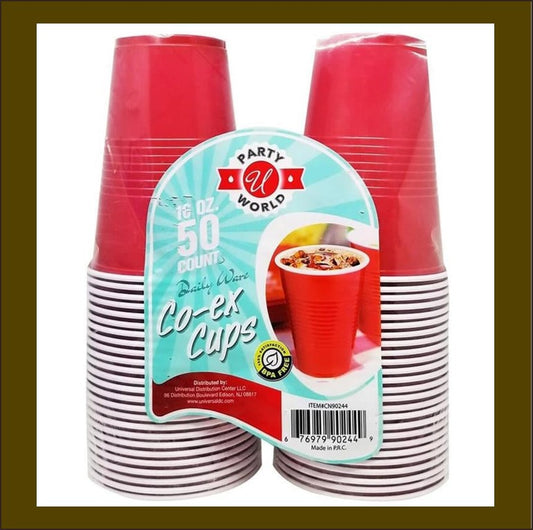 Party U World Plastic Cup Red 16Oz 50CT