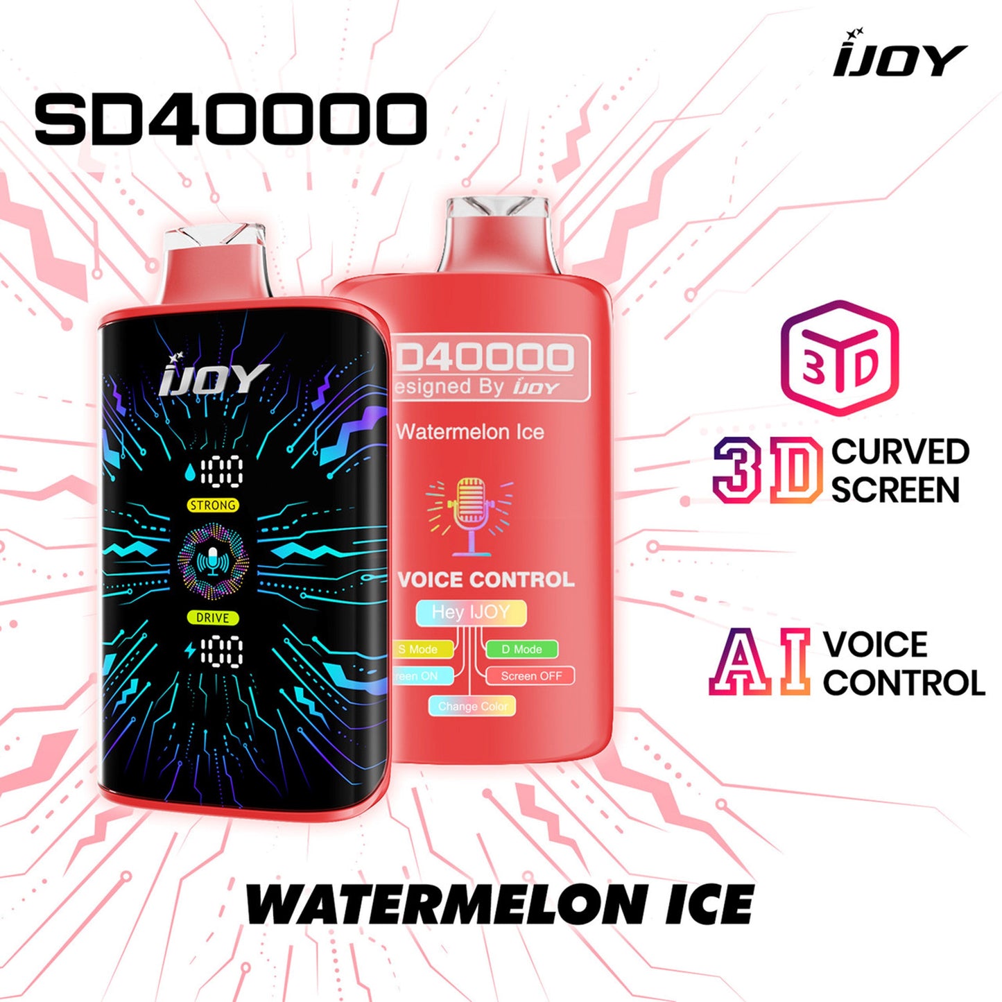 Ijoy 40000 Puffs Disposable SD40000 3D Display AI Voice Control 20ML 5CT