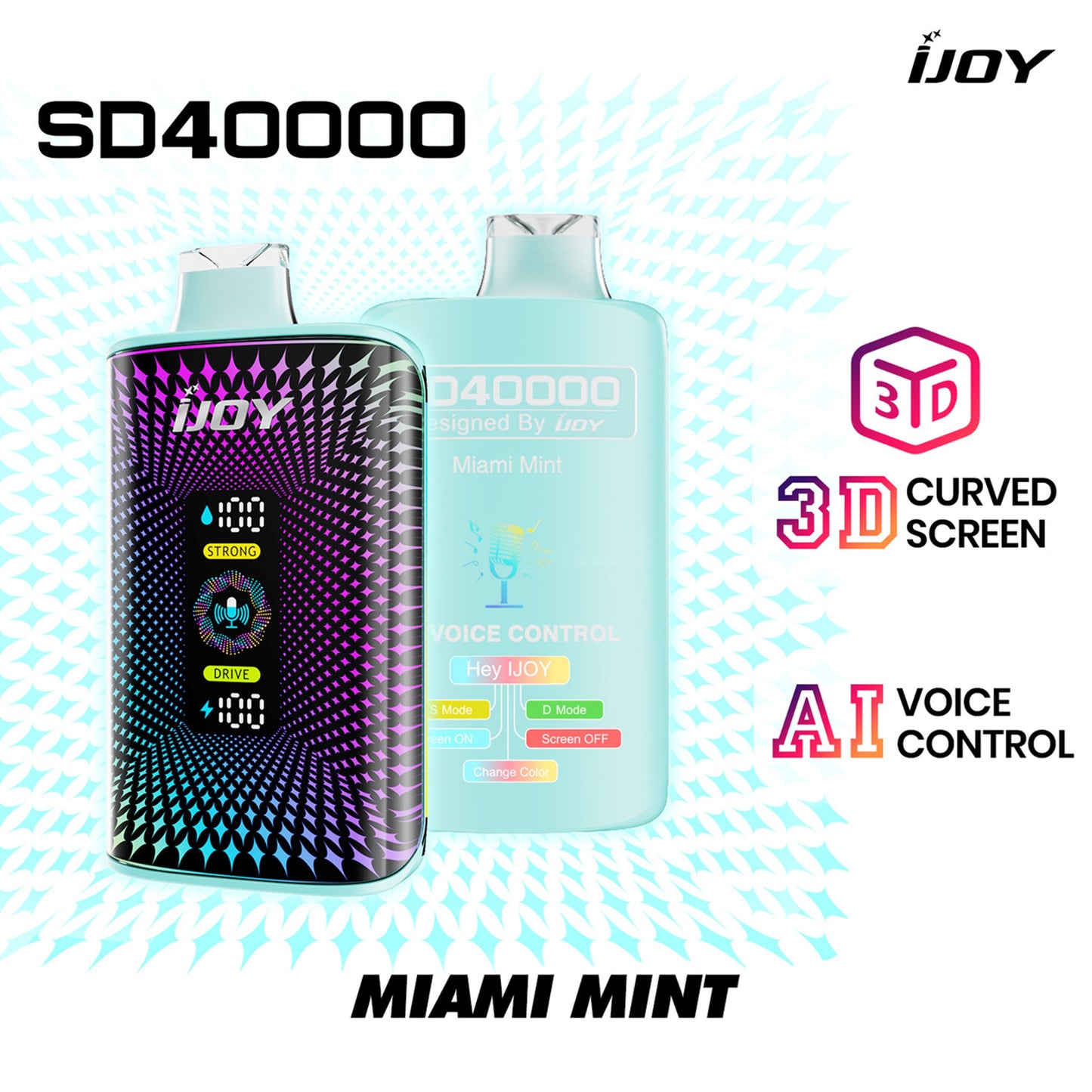 Ijoy 40000 Puffs Disposable SD40000 3D Display AI Voice Control 20ML 5CT