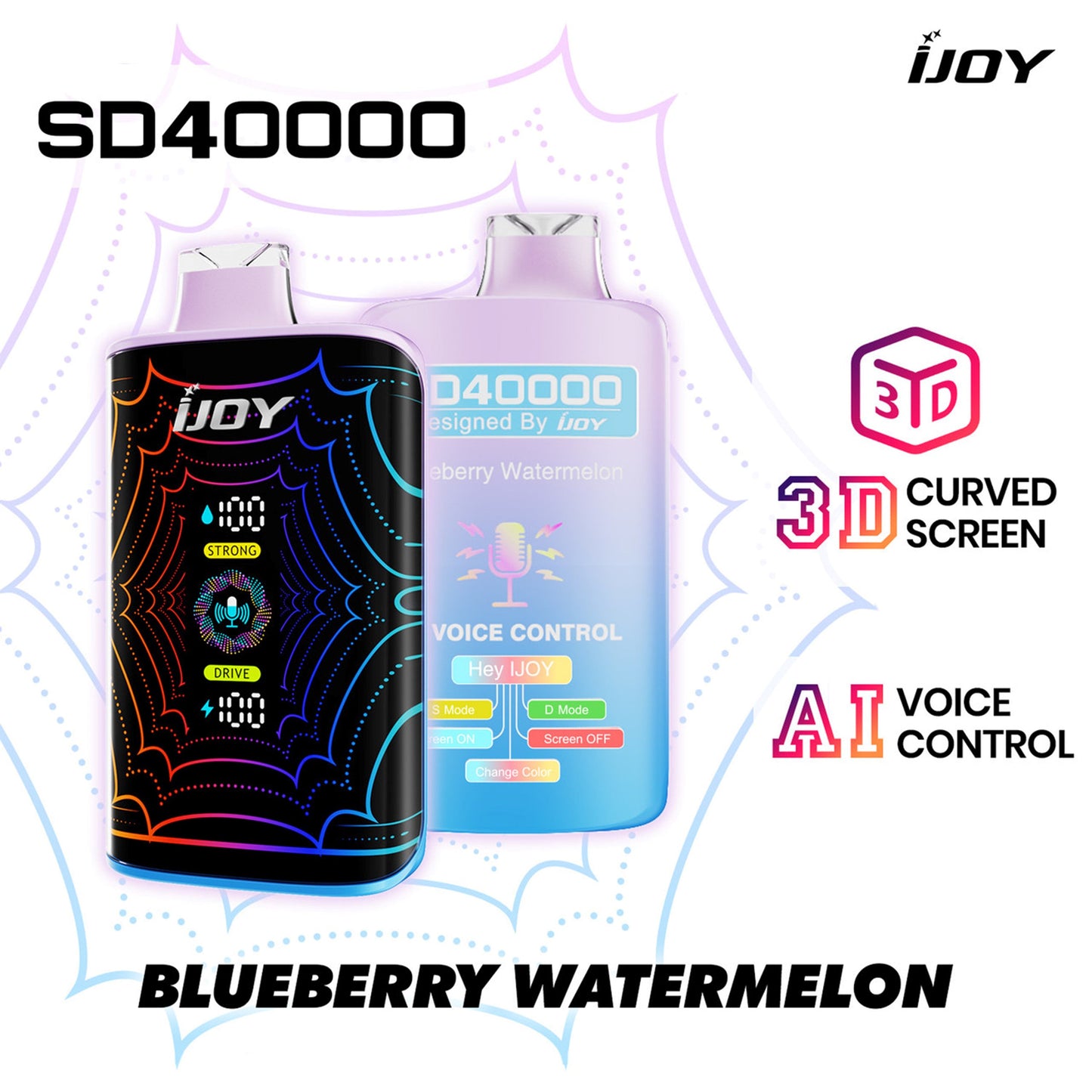 Ijoy 40000 Puffs Disposable SD40000 3D Display AI Voice Control 20ML 5CT