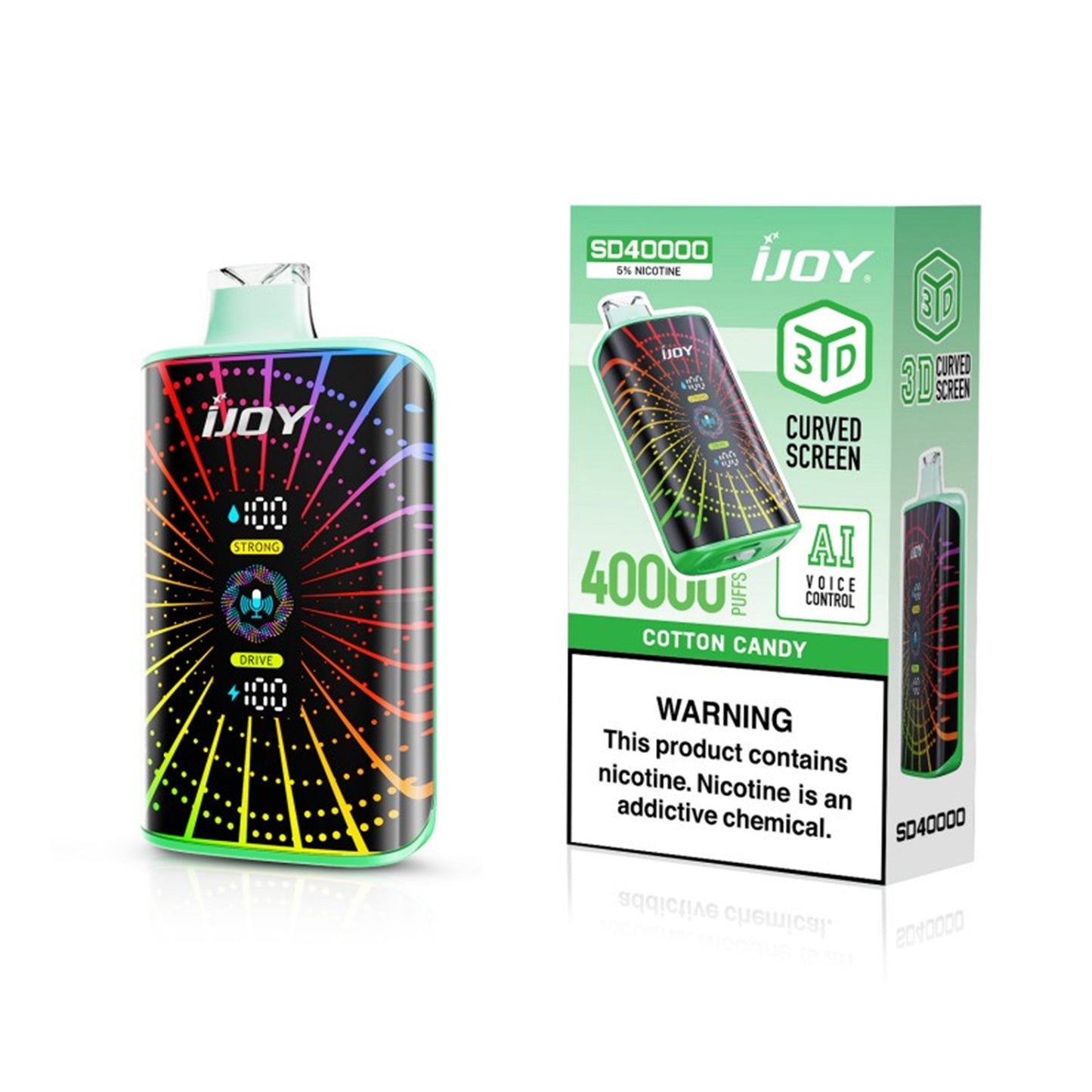 Ijoy 40000 Puffs Disposable SD40000 3D Display AI Voice Control 20ML 5CT