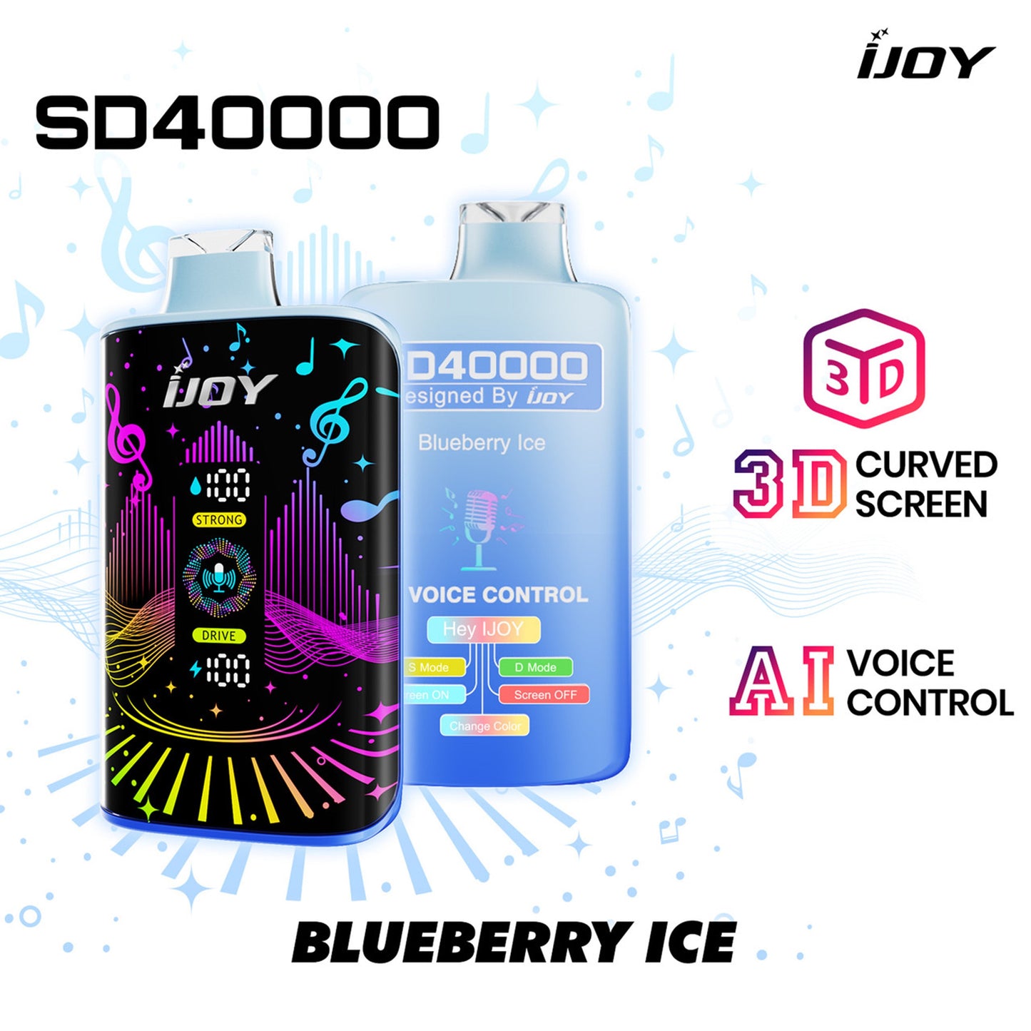 Ijoy 40000 Puffs Disposable SD40000 3D Display AI Voice Control 20ML 5CT