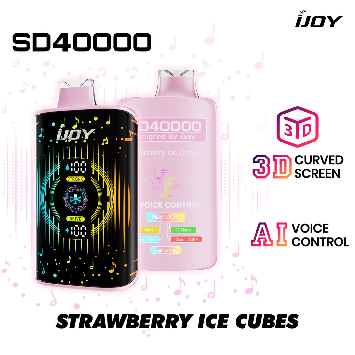 Ijoy 40000 Puffs Disposable SD40000 3D Display AI Voice Control 20ML 5CT