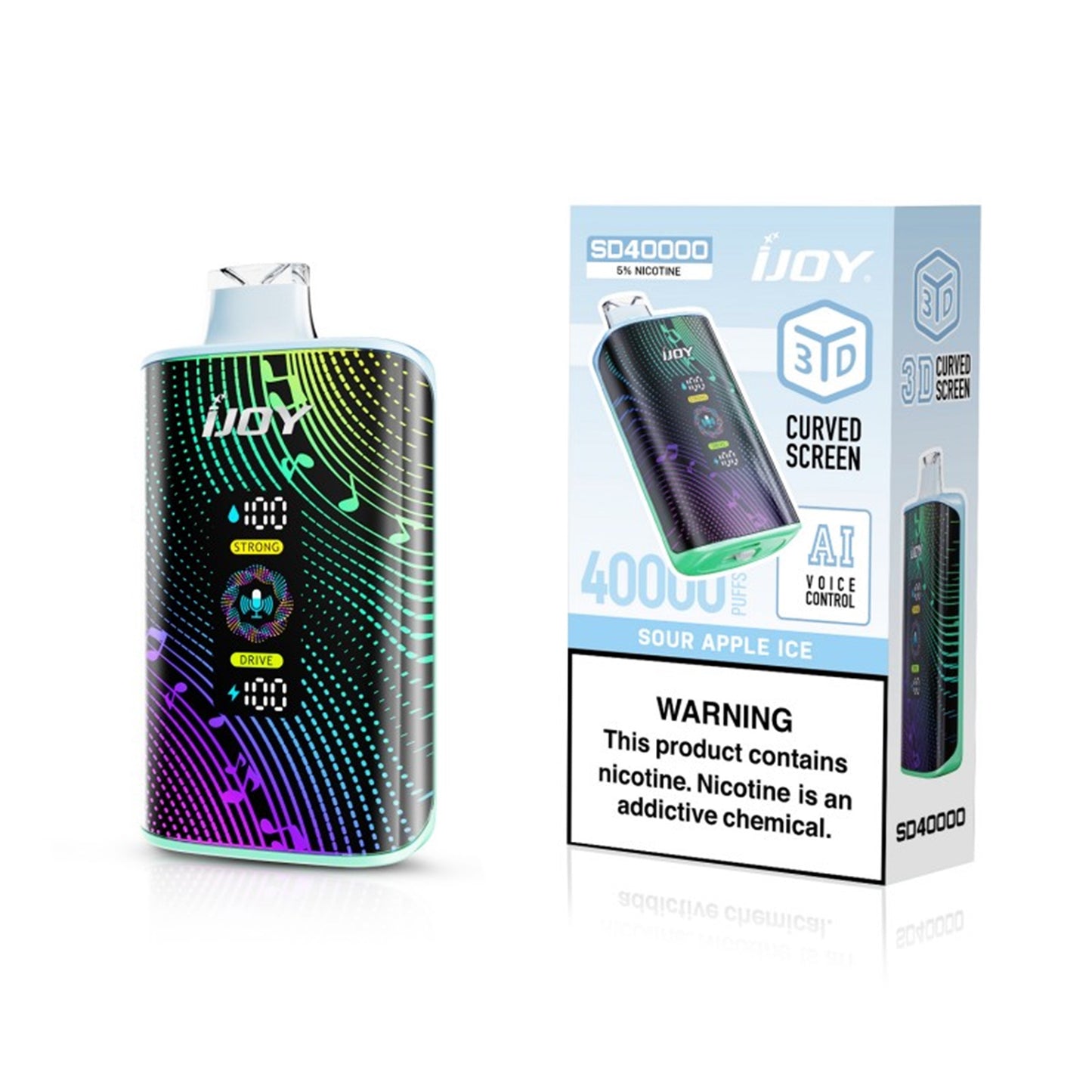 Ijoy 40000 Puffs Disposable SD40000 3D Display AI Voice Control 20ML 5CT