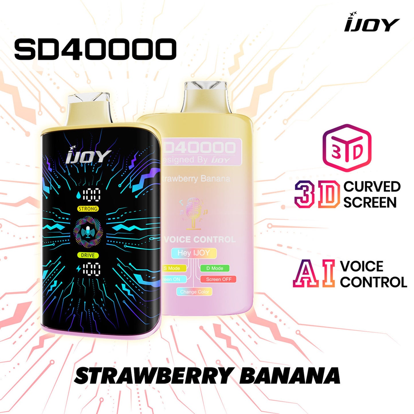 Ijoy 40000 Puffs Disposable SD40000 3D Display AI Voice Control 20ML 5CT