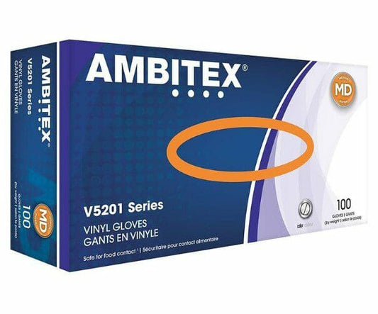 Ambitex Gloves Vinyl V5201 Series Medium 100 CT