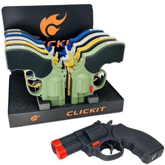 Click It Torch Lighter Large Big Gun / Revolver GH 5919 10Ct