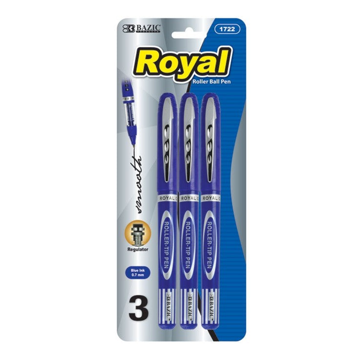 Bazic Royal Roller Ball Pen Blue 3PK 1 CT