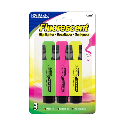 Bazic Fluorescent Highlighter 3 CT