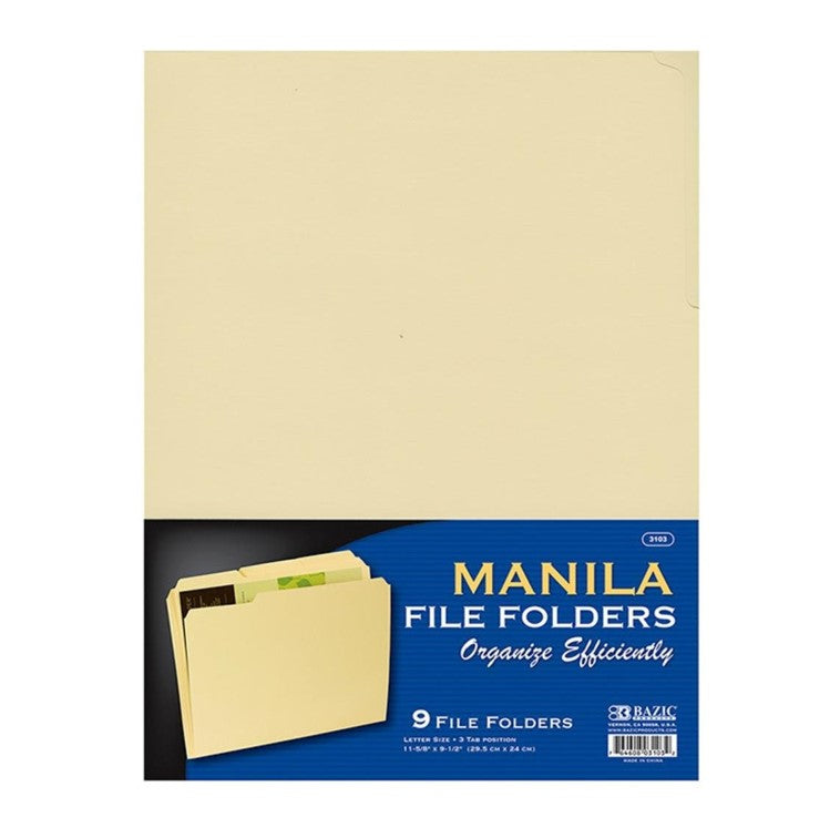 Bazic Manila File Folders 6 CT
