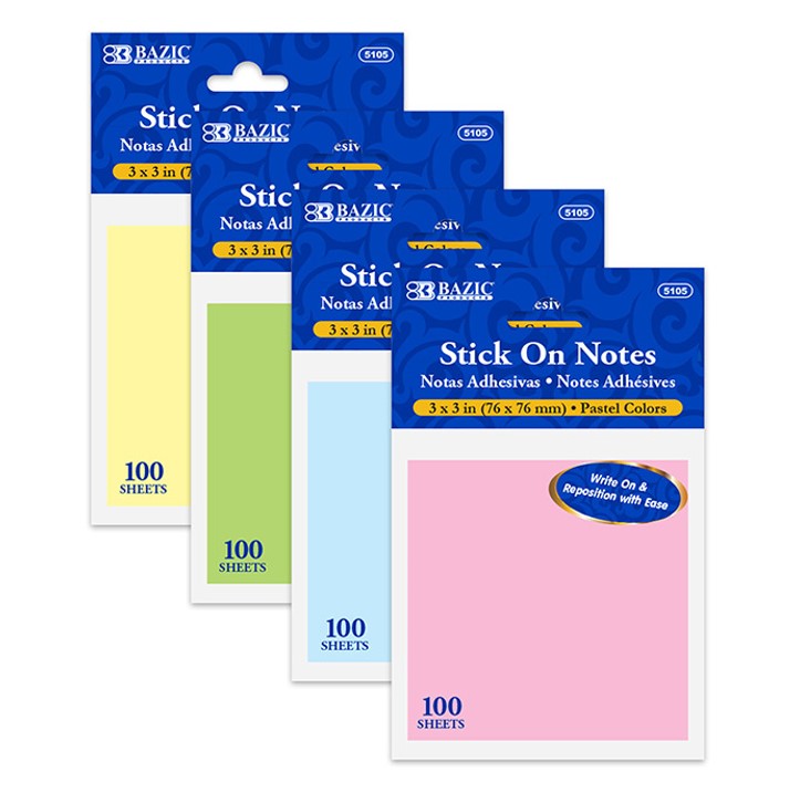 Bazic Stick On Notes 100 Sheets 1 CT