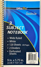 3 SubjeCTs Notebook College Ruled 9.5 X 5.75 Inch 150 Sheets 1CT