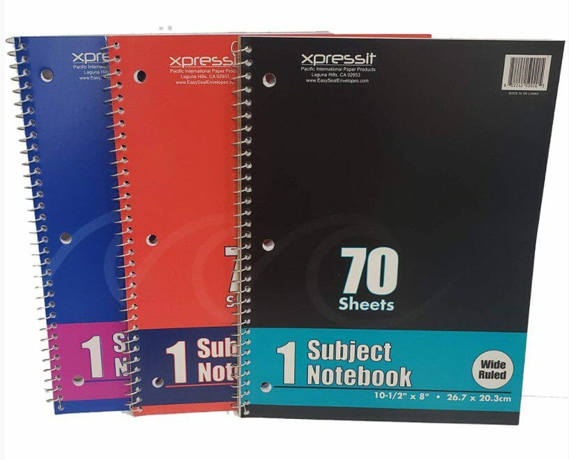 1 SubjeCT Notebook Wide Rule Letter Size 70 Sheets 1CT