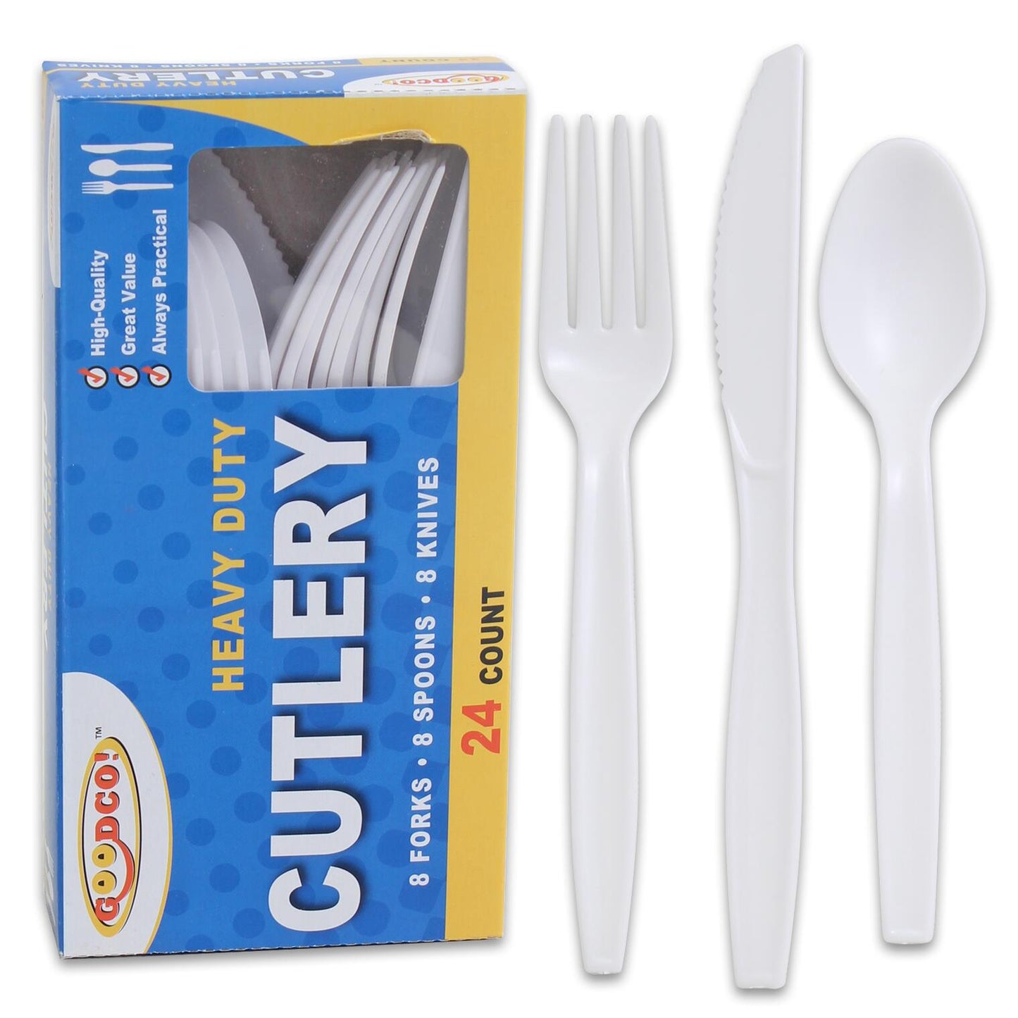 Goodco Heavy Duty Cutlery 24CT 8 Forks, 8 Spoons, 8 Knives