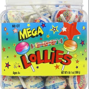 MEGA SMARTIES LOLLIES JAR 60CT 4LB
