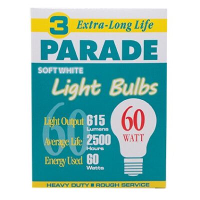 PARADE LIGHT BULB 3 CT SOFT WHITE 60W