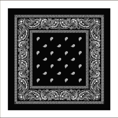BANDANA BLACK COLOR PRINTED 21.5 6 CT