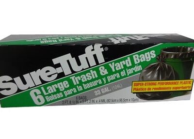 SURE TUFF TRASH & YARD LARGE BAGS 33 GAL 6CT