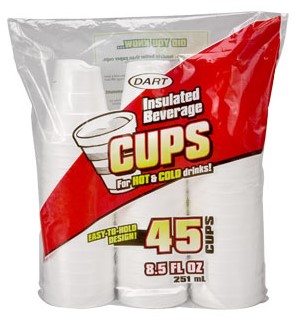 DART FOAM CUPS 8.5 OZ 45 CT