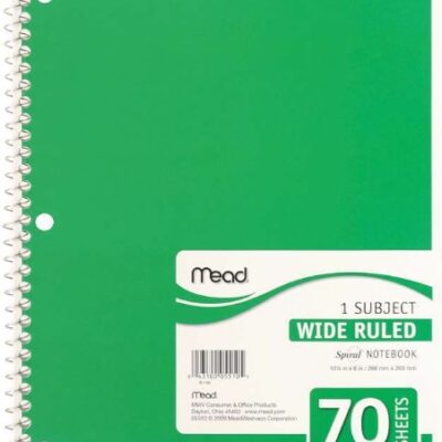 MEAD WIDE RULED SPIRAL NOTEBOOK 1CT