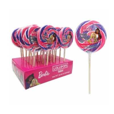 BARBIE SWIRLY LOLLIPOPS 3.5OZ 24CT
