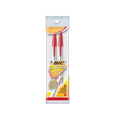 BIC PEN CRISTAL RED 2PK 1CT
