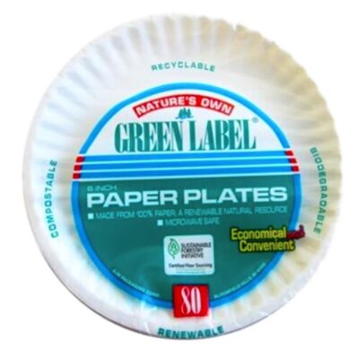 GREEN LABEL PAPER PLATES 80 CT