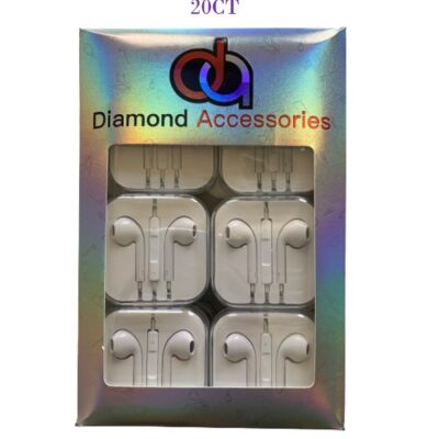 DIAMOND EARPHONE PLAIN WHITE 20CT
