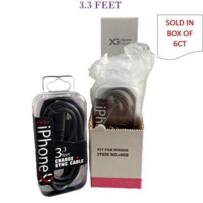 XPRESS GEAR IPHONE CABLE BLACK 3.3 FEET 6CT