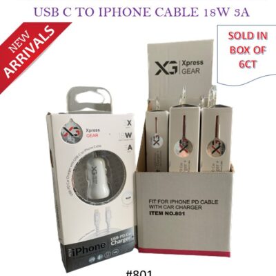 XPRESS GEAR IPHONE CAR CHARGER WHITE USB PD 18W 3A 6CT