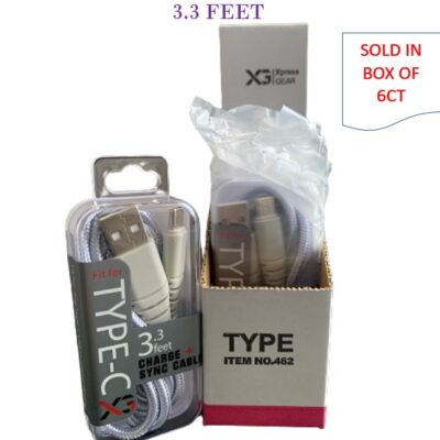XPRESS GEAR TYPE C CABLE SILVER 3.3 FEET 6CT