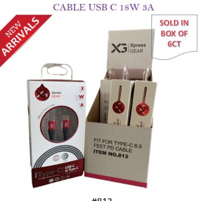 XPRESS GEAR TYPE C CABLE BLACK USB PD 6.5 FEET 18W 3A 6CT