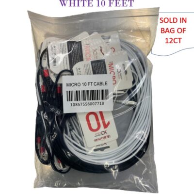 XPRESS GEAR ANDROID CABLE BLACK/WHITE 10 FEET 12CT