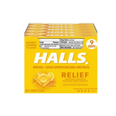 HALLS COUGH DROPS (HONEY LEMON STICK 9PK 20CT)