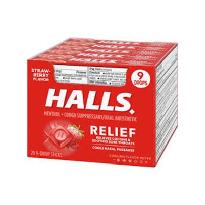 HALLS COUGH DROPS (STRAWBERRY STICK 9PK 20CT)