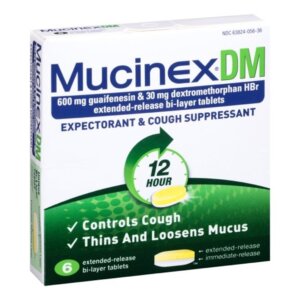 MUCINEX DM RELIEVES COUGH & CHEST CONGESTION 12HOURS 600MG 6CT