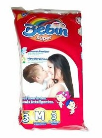 BEBIN SUPER BABY MEDIUM DIAPER 3CT