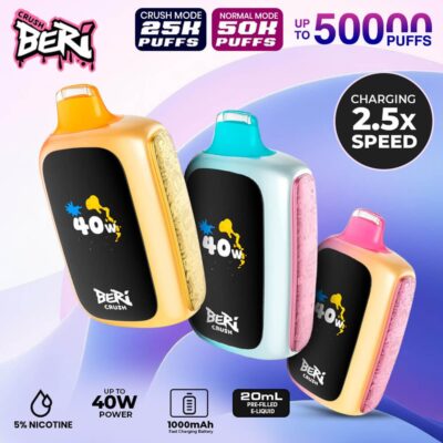 BERI CRUSH DISPOSABLE 50000 PUFFS 50 MG 5 CT