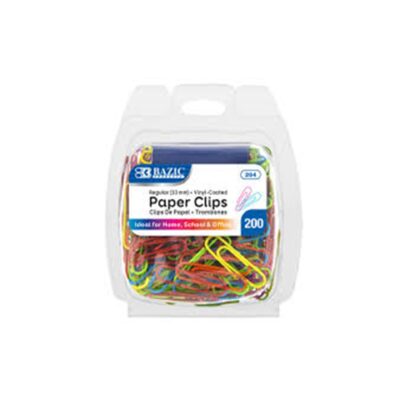 BAZIC PAPER CLIPS VINYL COATED 33 MM 200 CT