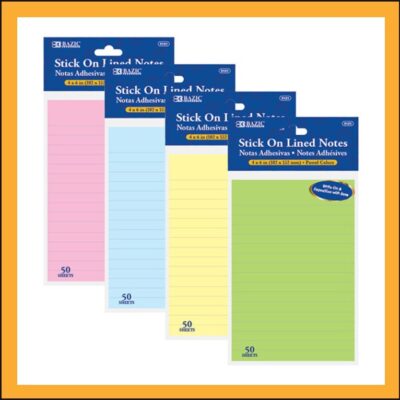 BAZIC STICK ON LINED NOTES 50 SHEETS 1 CT