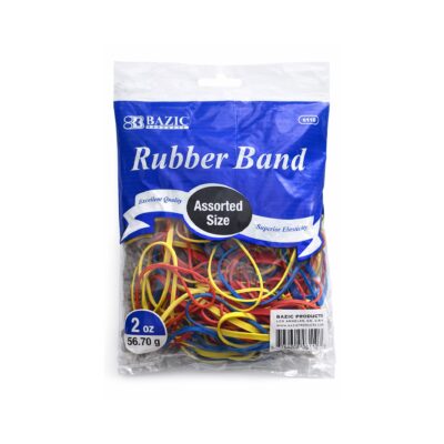 BAZIC RUBBER BAND ASSORTED SIZE 2 OZ 1 CT