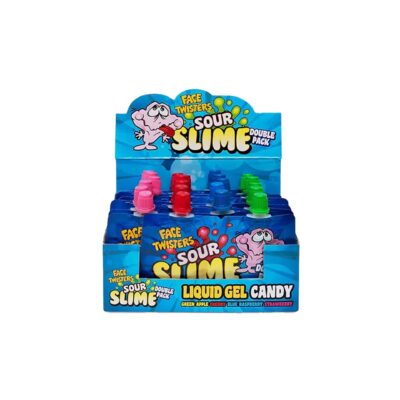 FACE TWISTERS SOUR SLIME DOUBLE PACK BLUERASPBERRY CHERRY GREEN APPLE STRAWBERRY18 CT