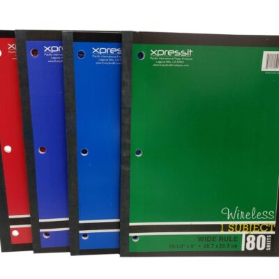 1 SUBJECT NOTEBOOK WIRELESS WIDE RULE LETTER SIZE 80/90 SHEETS 1CT